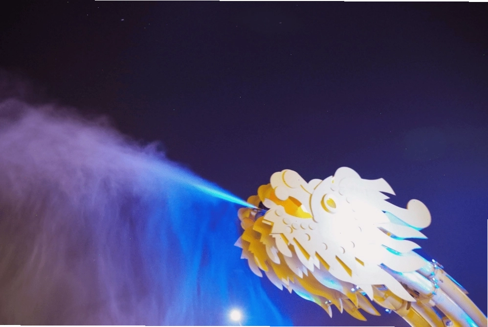 The Dragon Bridge sprays water during its spectacular show