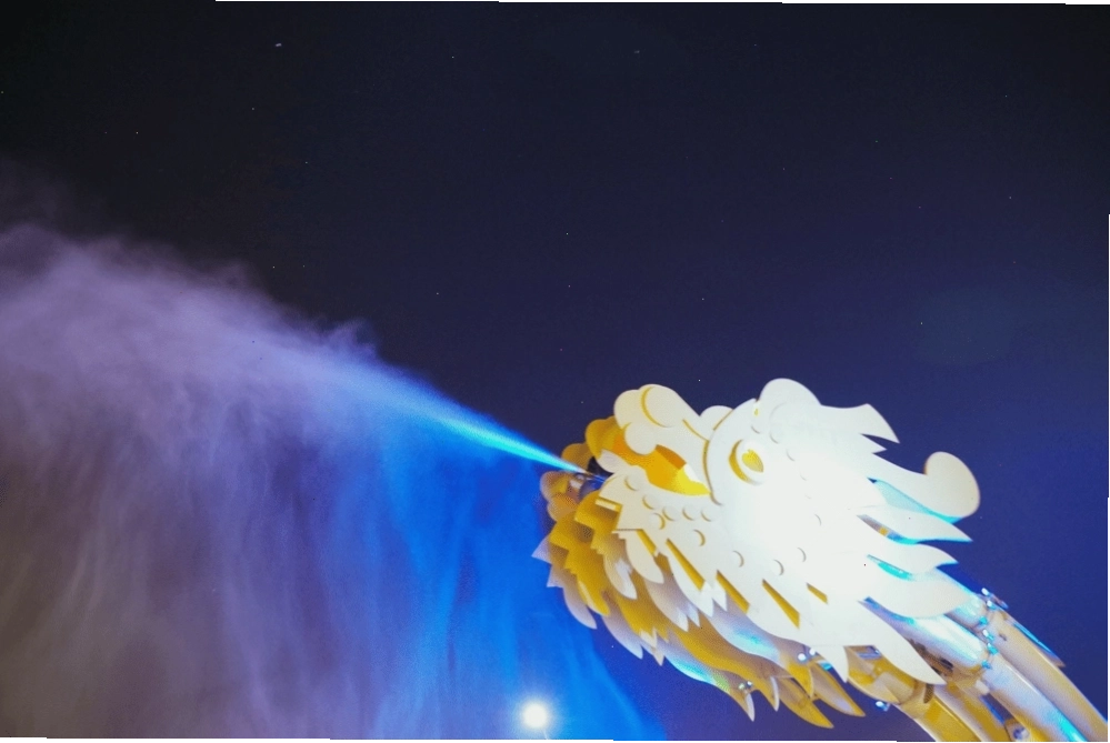 The Dragon’s mouth powerfully sprays thousands of cubic meters of water