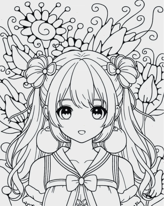 Tranh tô màu công chúa anime đáng yêu