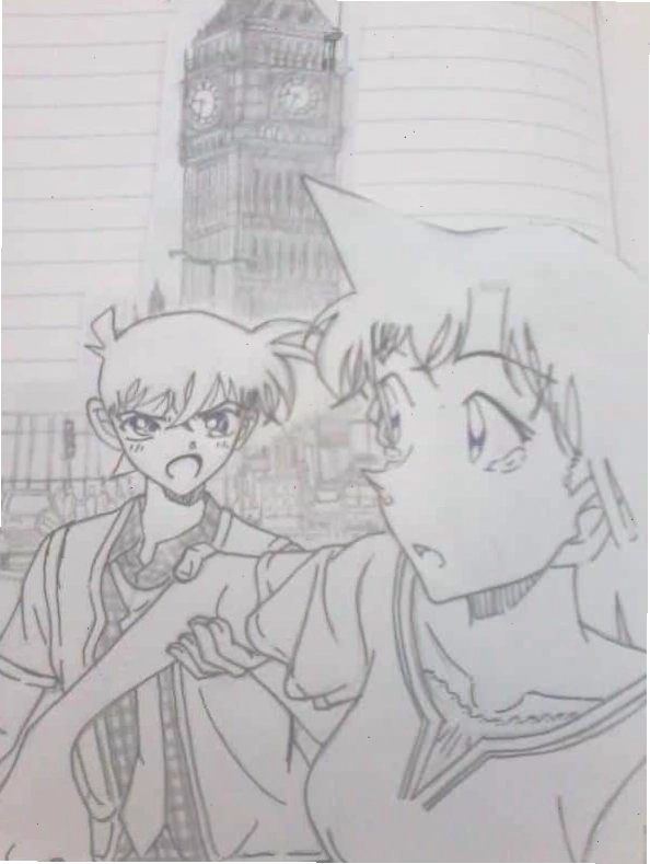 Tranh vẽ nhân vật Shinichi và Ran cực đẹp