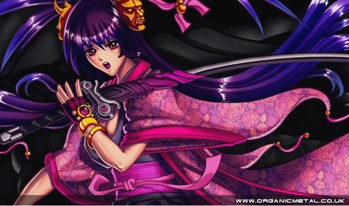 Elegant manga girl wearing a traditional kimono with warrior attributes