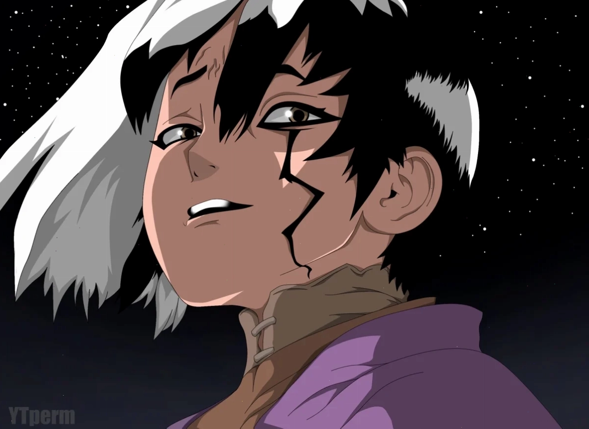 Gen Asagiri trong trang phục đặc trưng của Dr Stone