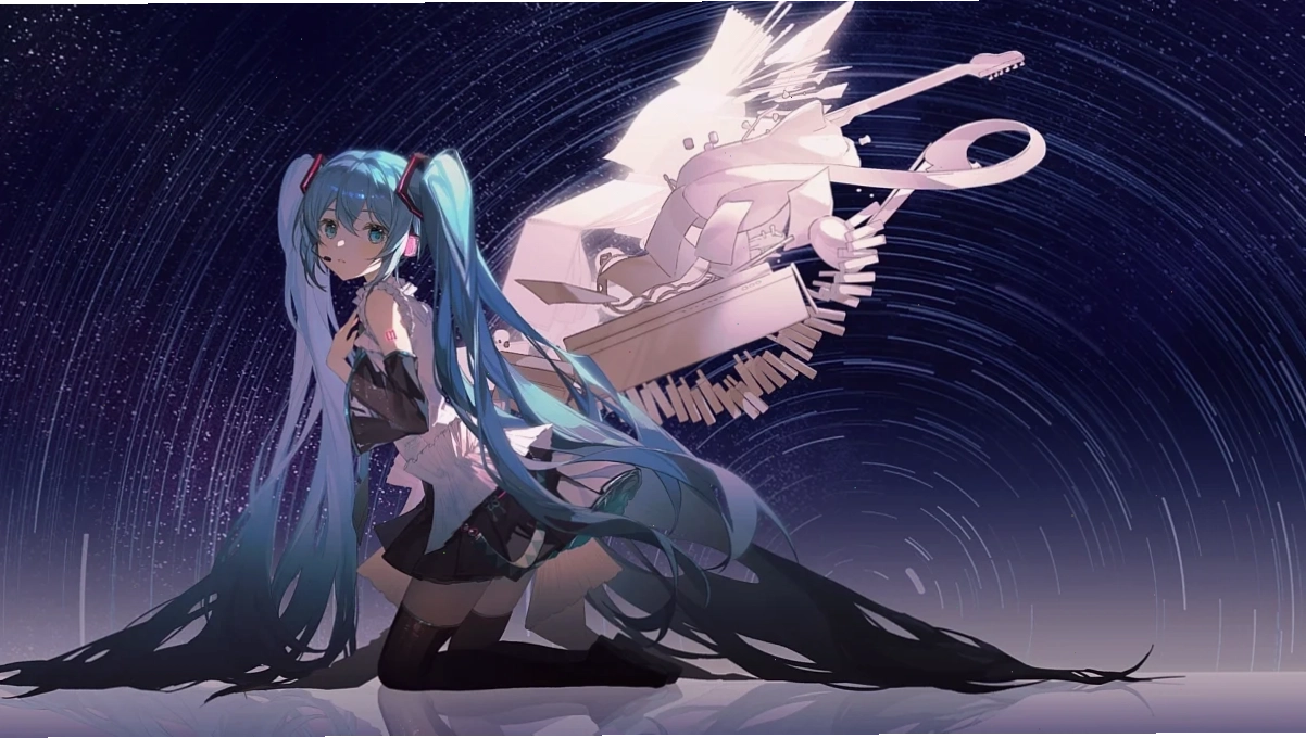 Hatsune Miku với trang phục biểu diễn đặc trưng