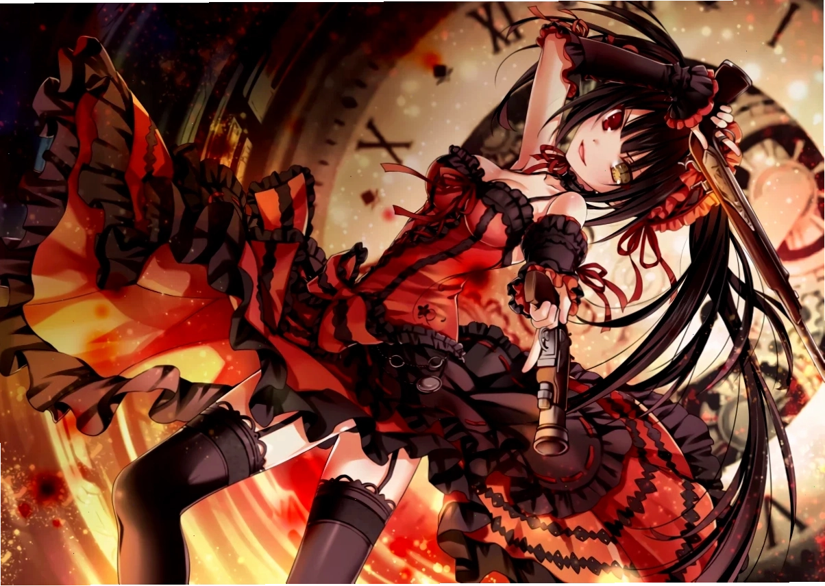 Kurumi Tokisaki với khẩu súng của Zafkiel