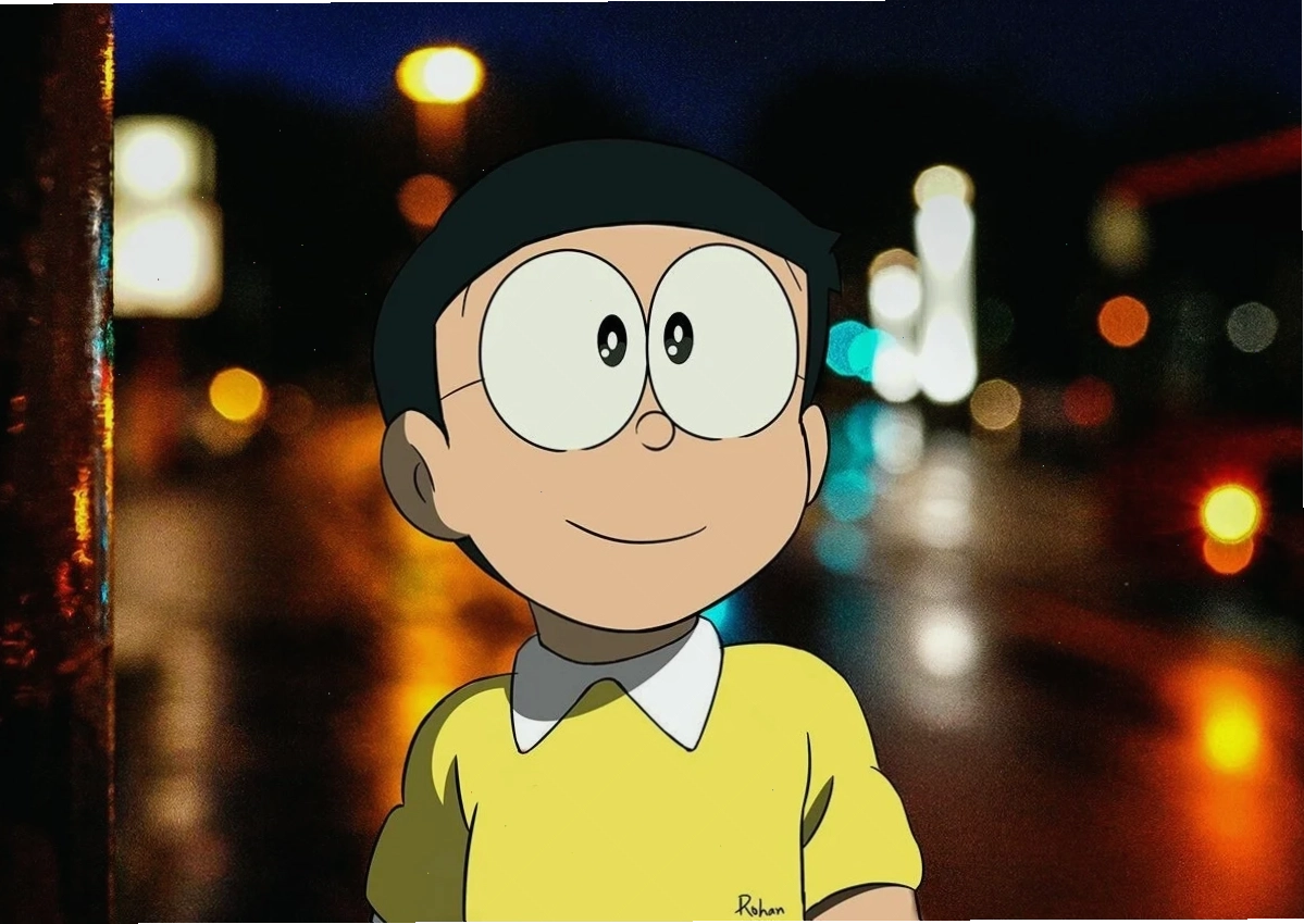 Nobita Nobi đang vẽ tranh