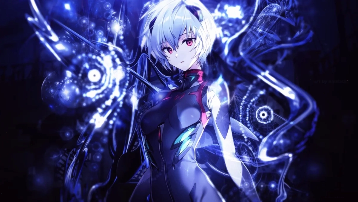 Rei Ayanami trong bộ đồ phi công Evangelion Unit-00