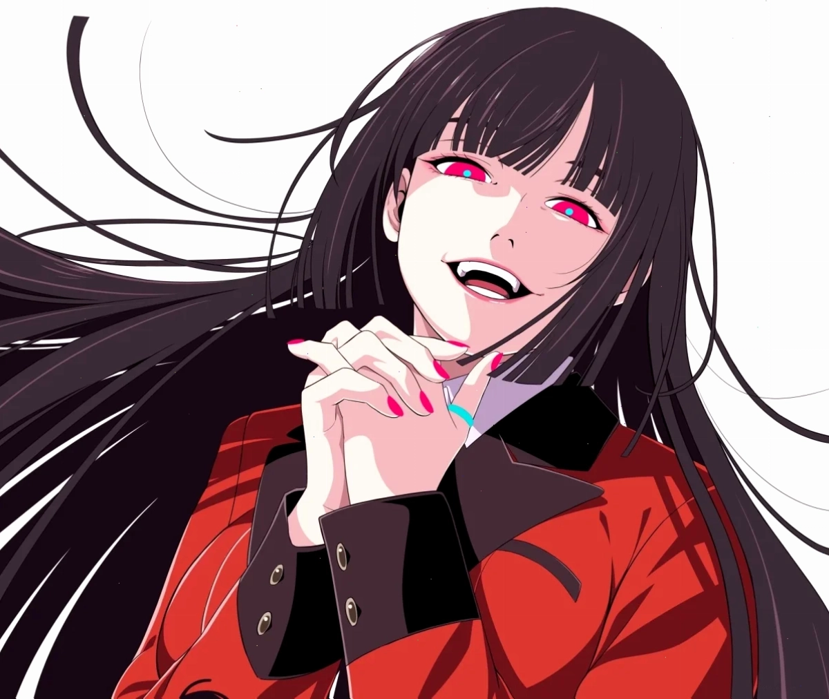 Yumeko Jabami với mái tóc đen dài và đôi mắt biểu cảm